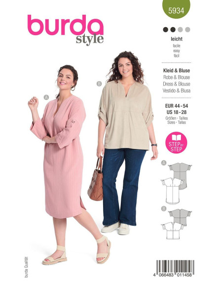 Patrón de vestido y blusa - Burda 5934