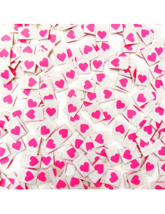 Juego de 8 etiquetas tejidas - Corazón rosa 2
