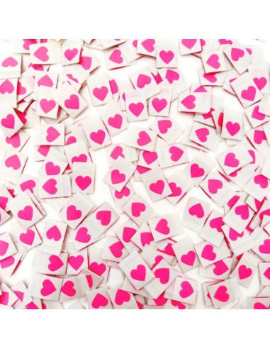 Juego de 8 etiquetas tejidas - Corazón rosa