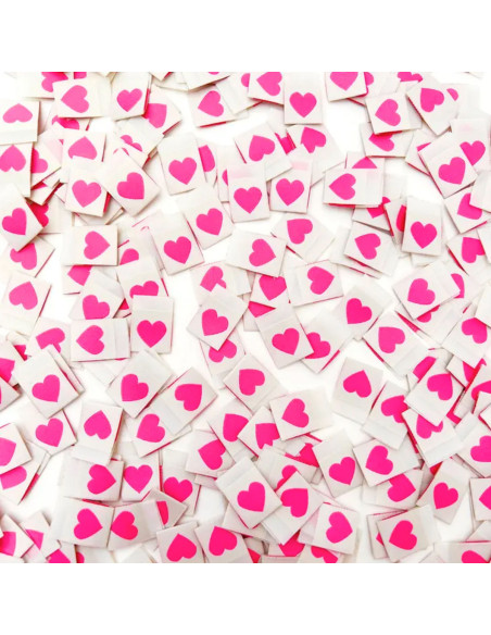 Juego de 8 etiquetas tejidas - Corazón rosa