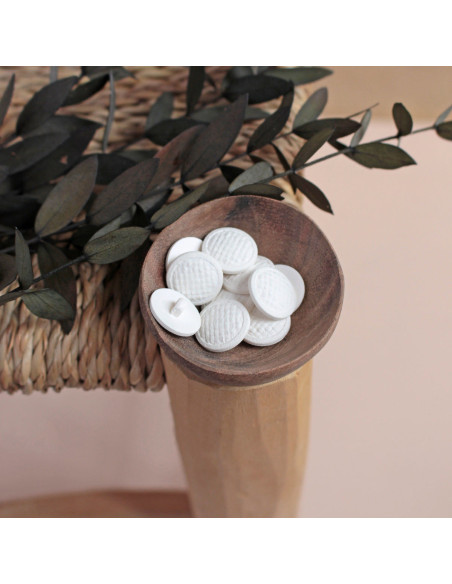 Botón trenzado sobre pie 15 mm - Blanco Roto