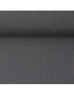 Tejido de punto jersey de algodón fino acanalado - Gris oscuro 2