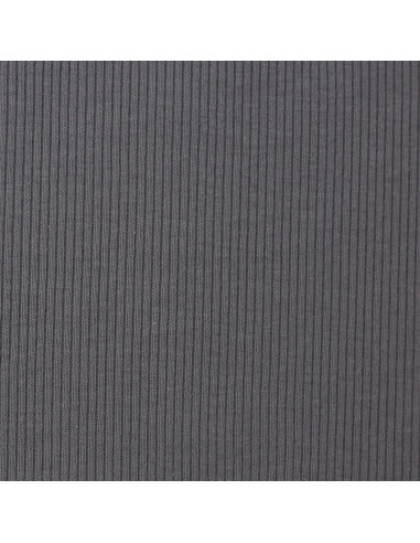 Tejido de punto jersey de algodón fino acanalado - Gris oscuro