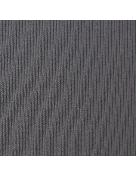 Tejido de punto jersey de algodón fino acanalado - Gris oscuro