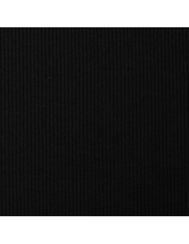Tejido de punto jersey de algodón fino acanalado - Negro