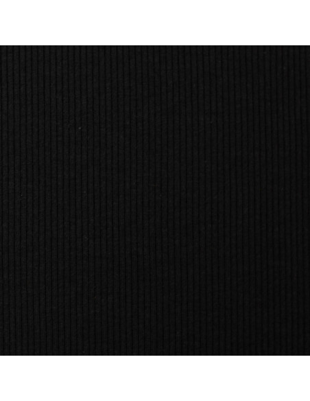 Tejido de punto jersey de algodón fino acanalado - Negro