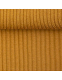 Tejido de punto jersey de algodón fino acanalado - Amarillo ocre 2