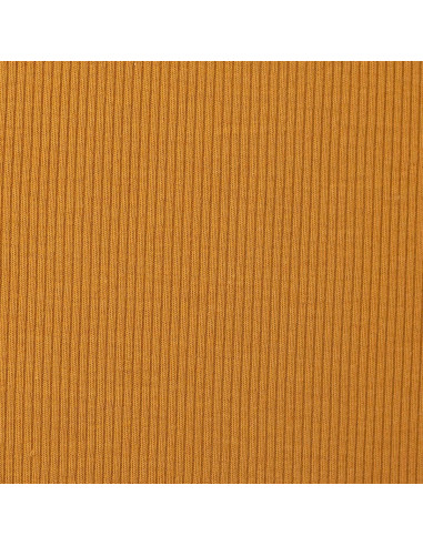 Tejido de punto jersey de algodón fino acanalado - Amarillo ocre