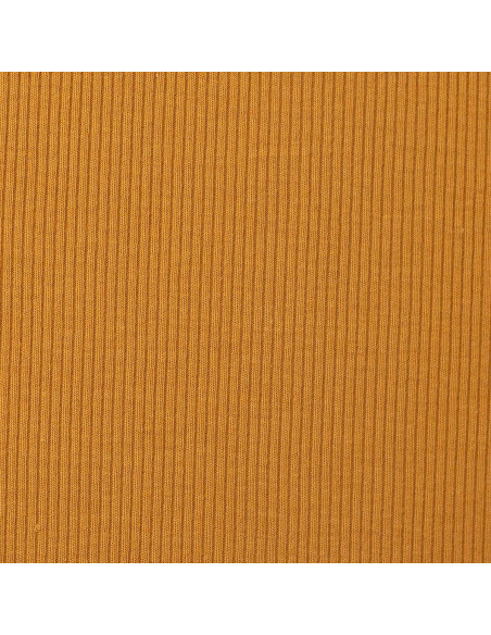 Tejido de punto jersey de algodón fino acanalado - Amarillo ocre