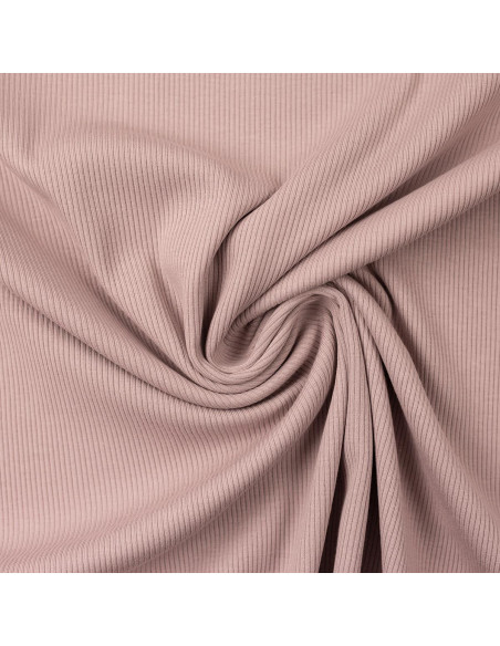 Tejido de punto fino de algodón acanalado - Rosa viejo