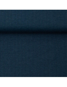 Tejido de punto jersey de algodón fino acanalado - Azul petróleo 2