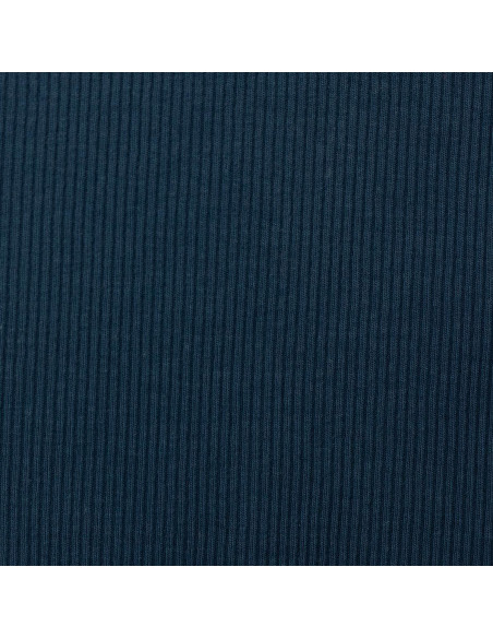 Tejido de punto jersey de algodón fino acanalado - Azul petróleo