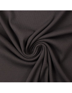 Tejido de punto jersey de algodón fino acanalado - Gris antracita