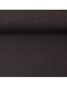 Tejido de punto jersey de algodón fino acanalado - Gris antracita 2