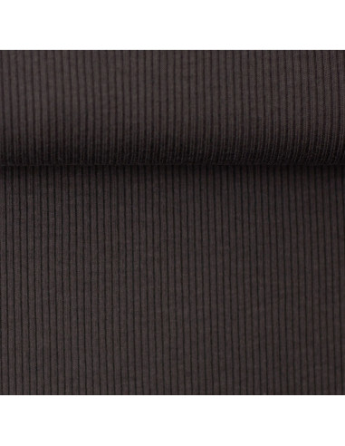 Tejido de punto jersey de algodón fino acanalado - Gris antracita