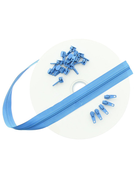 Rollo de 10 metros de cierre de nylon - Azul celeste