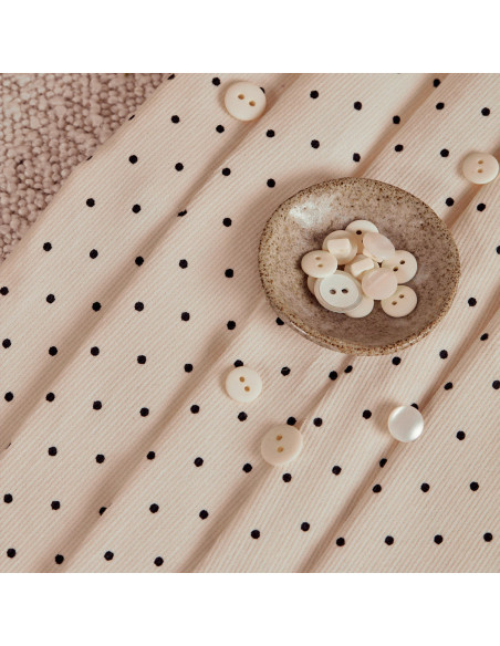 Tela de pana de mil rayas con lunares Off-White - Atelier Brunette
