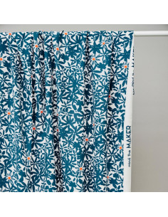 Tejido de crepé de viscosa Flowery - Azul océano