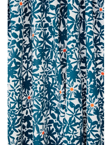 Tejido de crepé de viscosa Flowery - Azul océano
