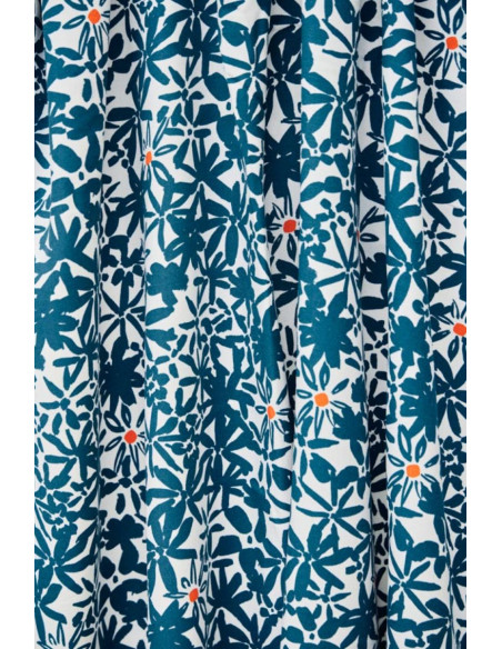 Tejido de crepé de viscosa Flowery - Azul océano