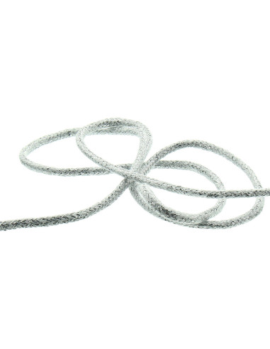 Cordón lurex 2 mm - Blanco y plata