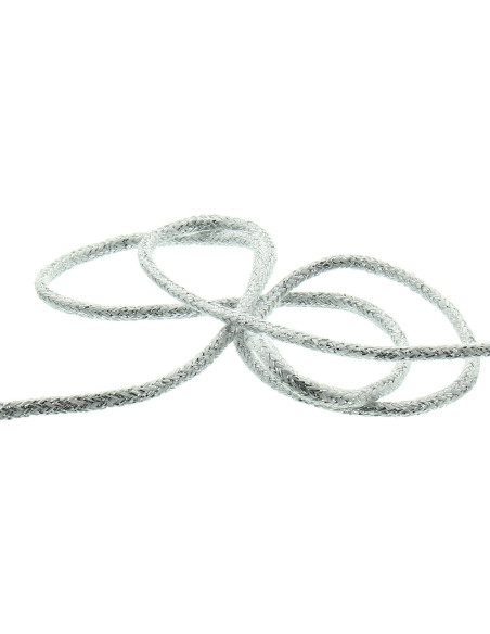 Cordón lurex 2 mm - Blanco y plata