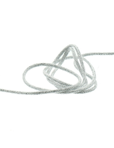 Cordón lurex 5 mm - Blanco y plata