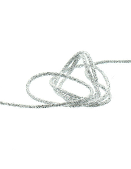 Cordón lurex 5 mm - Blanco y plata