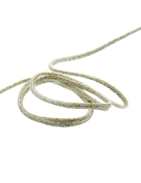 Cordón lurex 5 mm - Blanco y oro