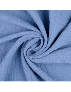 Tejido de doble gasa de algodón Vintage - Azul vaquero