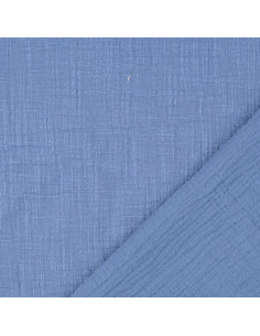 Tejido de doble gasa de algodón Vintage - Azul vaquero 2