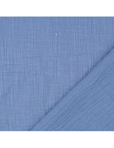 Tejido de doble gasa de algodón Vintage - Azul vaquero