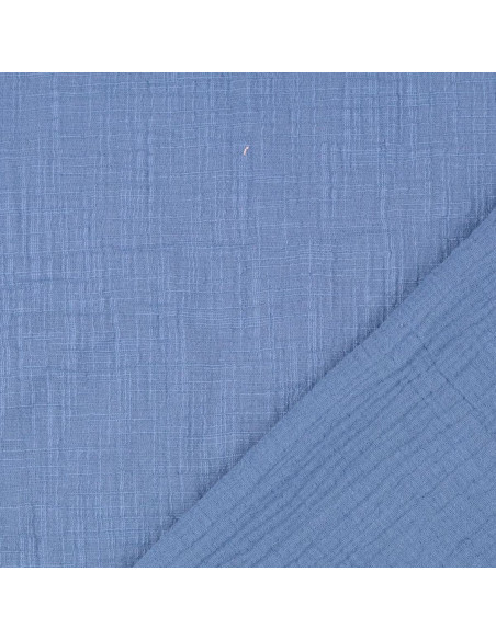 Tejido de doble gasa de algodón Vintage - Azul vaquero