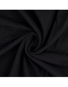Tejido de doble gasa de algodón Vintage - Negro