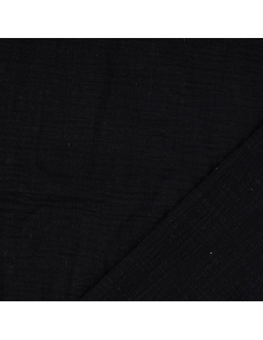 Tejido de doble gasa de algodón Vintage - Negro