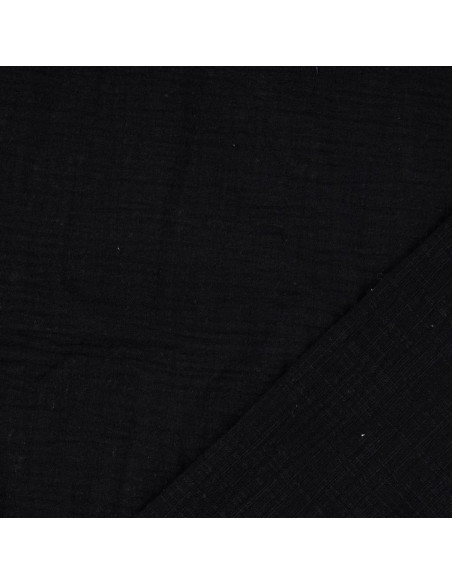 Tejido de doble gasa de algodón Vintage - Negro