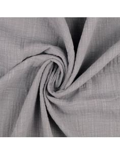 Tejido de doble gasa de algodón Vintage - Gris