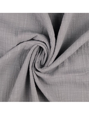 Tejido de doble gasa de algodón Vintage - Gris