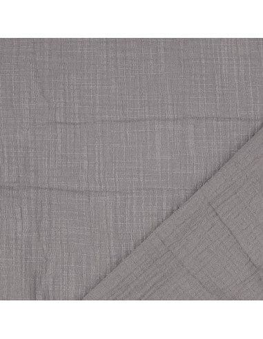 Tejido de doble gasa de algodón Vintage - Gris