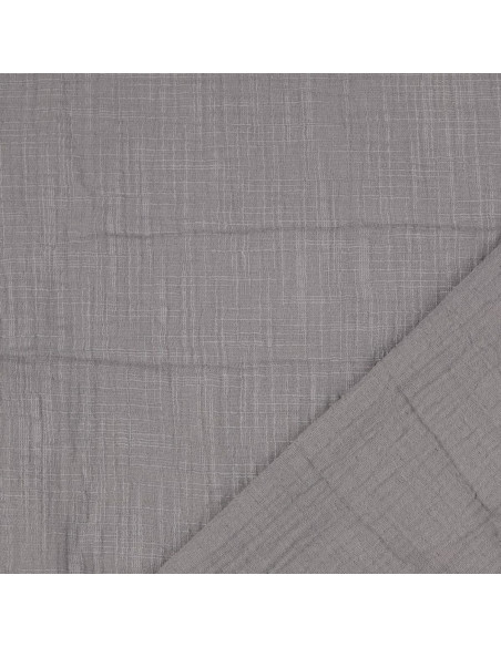 Tejido de doble gasa de algodón Vintage - Gris