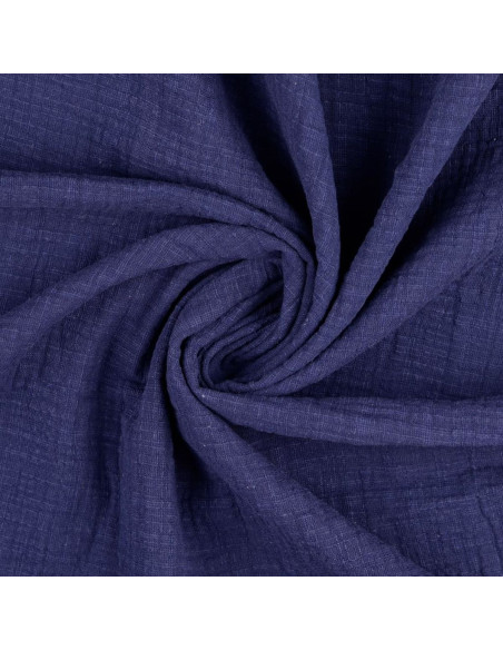 Tejido de doble gasa de algodón Vintage - Azul marino