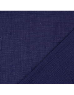 Tejido de doble gasa de algodón Vintage - Azul marino 2