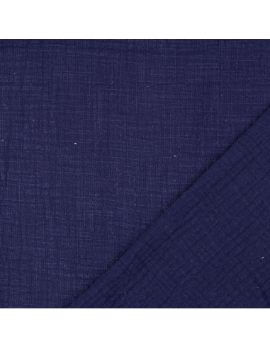 Tejido de doble gasa de algodón Vintage - Azul marino
