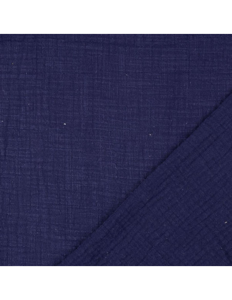 Tejido de doble gasa de algodón Vintage - Azul marino