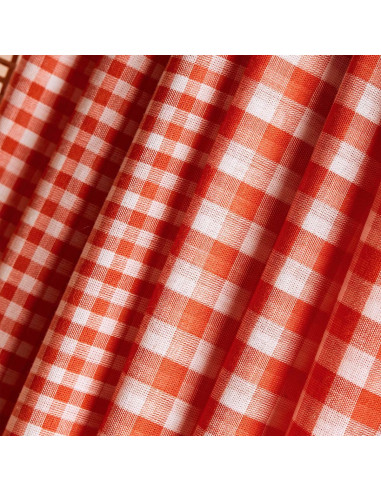 Tejido doble gasa vichy Off-White Tangerine - Atelier Brunette