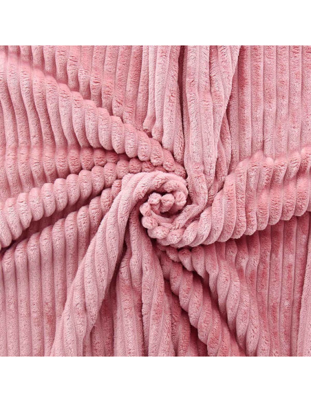 Tejido minky de canalé grueso - Rosa viejo