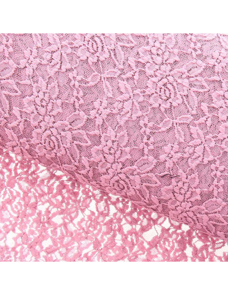 Tejido de encaje elástico Glamour - Rosa viejo