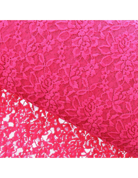 Tejido de encaje elástico Glamour - Fucsia