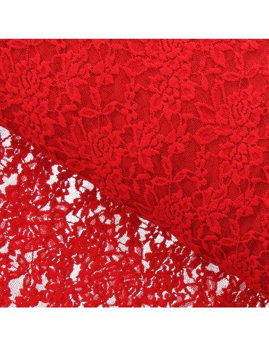 Tejido de encaje elástico Glamour - Rojo