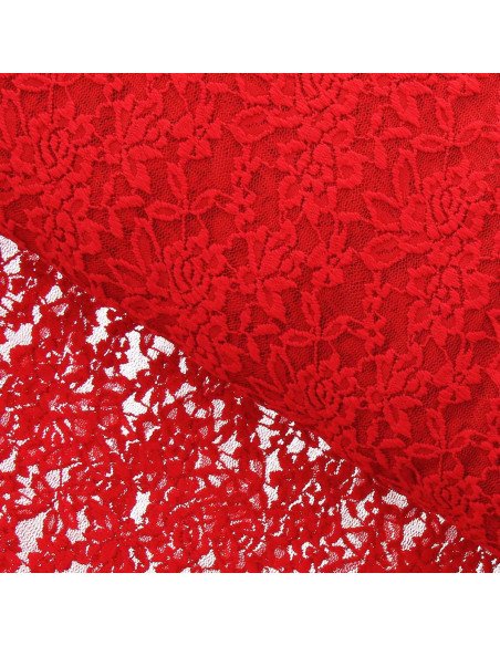 Tejido de encaje elástico Glamour - Rojo